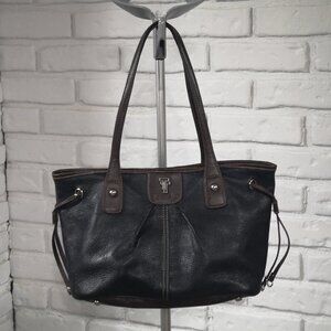 Tignanello Ladies Black & Brown Pebble Finish Faux Leather Handbag